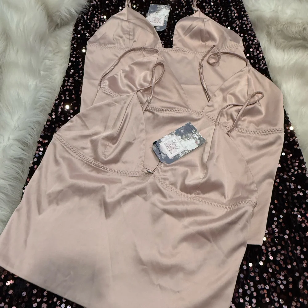 Satin Blush Bralette camisole adjustable straps stretch soft‎ shimmer sz S or M
